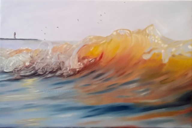 Kleine Strandwelle ölbild peggy liebenow
